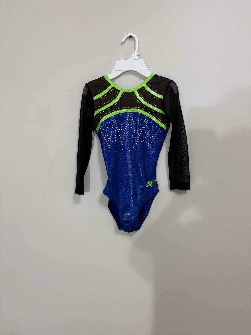 Sylvia P Team Wear Custom Rhinestone 3/4 Sleeve Gymnastics Leotard Girls Large
